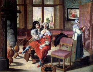 Os cinco sentidos: o toque Um casal a acariciar um ao outro. Pintura de Abraham Bosse (1602-1674) Século XVII. Tours, Museu de Belas Artes