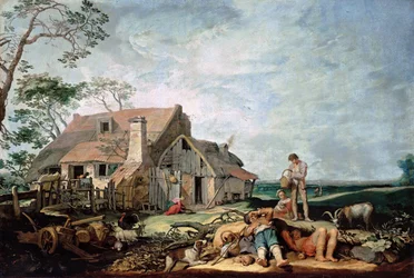 Paisagem com camponeses descansando, Tobias e o anjo, 1650