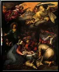 A Adoração de Pastores Pintura de Abraham Bloemaert (1564-1651) 1612 Sol. 2,87x2,29 m Paris, Musee du Louvre