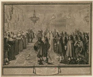 Cerimónia observada no contrato de casamento celebrado em Fontainebleau na presença das suas majestades entre Ladislau IV, rei da Polónia e da Suécia [...]
