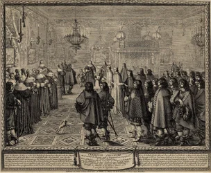Cerimônia do Contrato de Casamento entre Wladyslaw IV, Rei da Polônia e Marie Louise Gonzaga.
