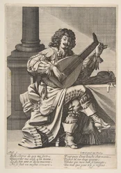 Homem cantando e tocando alaúde, em meados do século XVII.