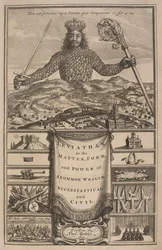 Página de título de "Leviatã, ou A Matéria, Forme, & Poder de um Eclesiástico e Civil da Common-Wealth" por Thomas Hobbes