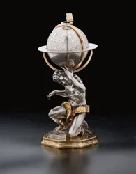 Dois globos terrestres e celestes excepcionais, apoiados por Hércules e Atlas, Augsburg, 1697-99
