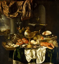Natureza morta com paisagem, década de 1650