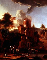 Paisagem italiana com ruínas