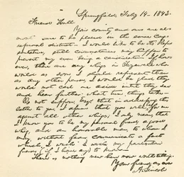Carta de Abraham Lincoln para Alden Hall, datada de 14 de fevereiro de 1843