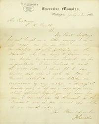 Carta assinada por A. Lincoln, Executive Mansion, Washington, a Sua Excelência, H.R. Gamble, 23 de julho de 1863