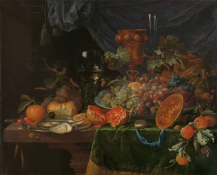 Natureza morta com frutas e ostras