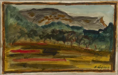 Paisagem (aguarela e lápis sobre papel)