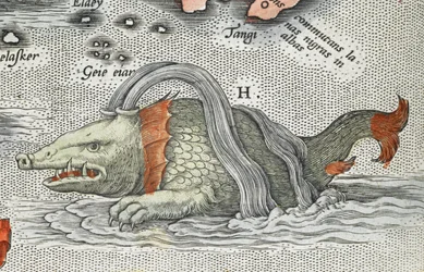 Detalhe de um monstro marinho, de 