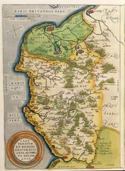 Mapa da zona de Calais, do Theatrum Orbis Terrarum, de Abraham Ortelius