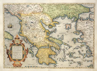 Mapa da Grécia, do Theatrum Orbis Terrarum, de Abraham Ortelius