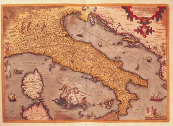 Mapa da Itália do Theatrum Orbis Terrarum, de Abraham Ortelius