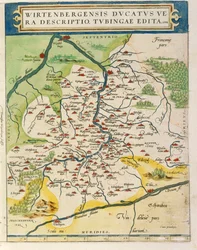 Mapa de Wurttemberg, do Theatrum Orbis Terrarum, de Abraham Ortelius