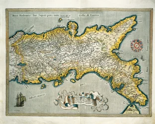 Mapa do Reino de Nápoles, Itália, do Theatrum Orbis Terrarum, de Abraham Ortelius