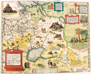 Russiae, Moscoviae e Tartariae descriptio. Auctore Antonio Ienkensono Anglo, edita Londini anno 1562 Mapa geográfico do território da Rússia do "Theatrum Orbis Terrarum" de Abraham Ortelius (Oertel, Ortell ou Ortel