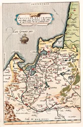 Thietmarsiae, Holsaticae regionis parties typus Mapa geográfico do território no norte da Polónia com a cidade de Dantzig (Dantzig, Gdansk) retirado do "Theatrum Orbis Terrarum" por Abraham Ortelius (Oertel, Ortell ou Ortel