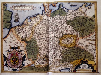 Vista da Prússia. Placa de uma edição do "Theatrum Orbis Terrarum" do cartógrafo Abraham Ortelius (1527-1598)