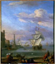 Um porto holandês, pintura de Abrahm Storck
