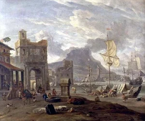 Porto Marítimo com Grandes e Pequenos Navios