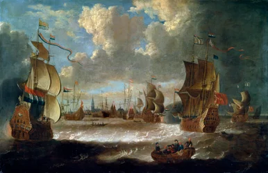 Navios em uma lagoa, século XVII ou início do século XVIII