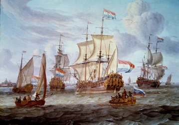 O Fregate Pedro e Paulo no Porto de Amesterdão Pintura de Abraham Storck (1635-1710) Amesterdão do século XVII. Museu de História da Marinha