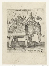 Índios sobre um elefante de guerra