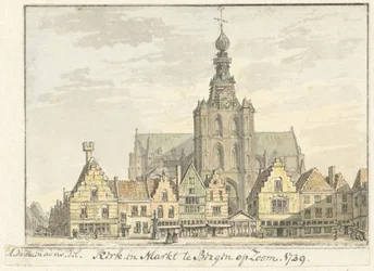 Igreja e mercado em Bergen op Zoom