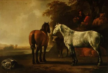 Cavalos e Gado em uma Paisagem (painel)