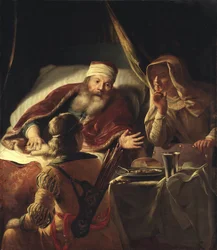 Isaac benit Jacob - Isaac benit Jacob, de Dijck, Abraham van (1635-1680). Óleo sobre tela. Dimensão: 125x108 cm. Nationalmuseum Estocolmo