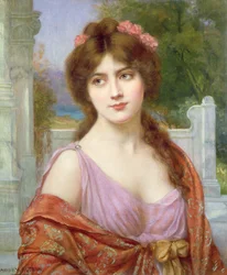 Garota em uma fantasia romana