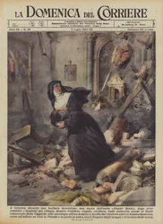 Em Livorno, durante uma incursão bárbara, uma freira do asilo Giosue Borsi, depois de ter liderado