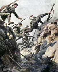 Batalha de Ortigara (junho de 1917). Prato de A. Beltrame.