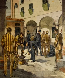 Reformas civis: abolição das cadeias nas prisões italianas, por Achille Beltrame (1871-1945), de La Domenica del Corriere, 3 de outubro de 1902