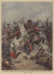 Dois esquadrões de cavalaria francesa jogados a galope, por um comando errado