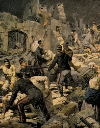 Terremoto na Calábria, de Achille Beltrame (1871-1945), de La Domenica del Corriere
