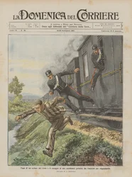 Escape de um prisioneiro do trem e a coragem de dois carabinieri jogados das janelas para alcançá-lo