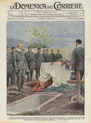 Gabriele dAnnunzio diz o elogio fúnebre diante do cadáver do grande heroico Randaccio
