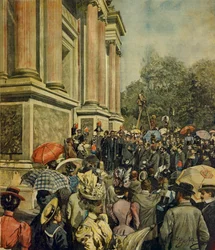 Inauguração da primeira Exposição Internacional de Arte em Veneza, de La Domenica del Corriere, 30 de abril de 1899