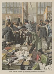 Incrível audácia dos revolucionários russos, assalto de uma agência postal, de dia, em Petersburg