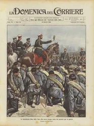 A bênção dada pelo Czar às novas tropas russas que partem para a guerra