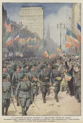 O movimento americano bem-vindo aos representantes do exército italiano