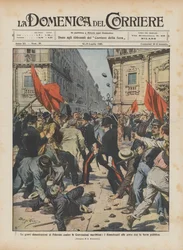 As graves manifestações de Palermo contra as Convenções Marítimas, os manifestantes que lutam contra a força pública