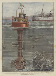 Para encontrá-los nas profundezas do mar, o hydroscope inventado pelo italiano Pino, em ação no