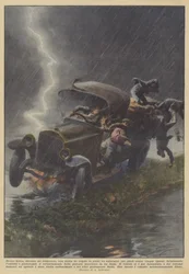 Em Siena, durante uma tempestade, um raio atingiu em cheio um caminhão no qual eles estavam