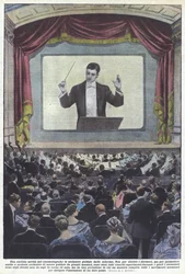 Uma novidade curiosa no cinema, as orquestras lideradas pela tela