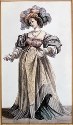 A actriz Marie Dorval, amante de Vigny. Aquarela de Devéria. Col. Francis Aubrère.