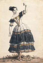 Fanny Elssler como Florinda na dança O balé Cachucha O diabo coxo, 1836