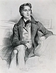 Retrato do compositor e pianista húngaro Franz Liszt (Doborjan